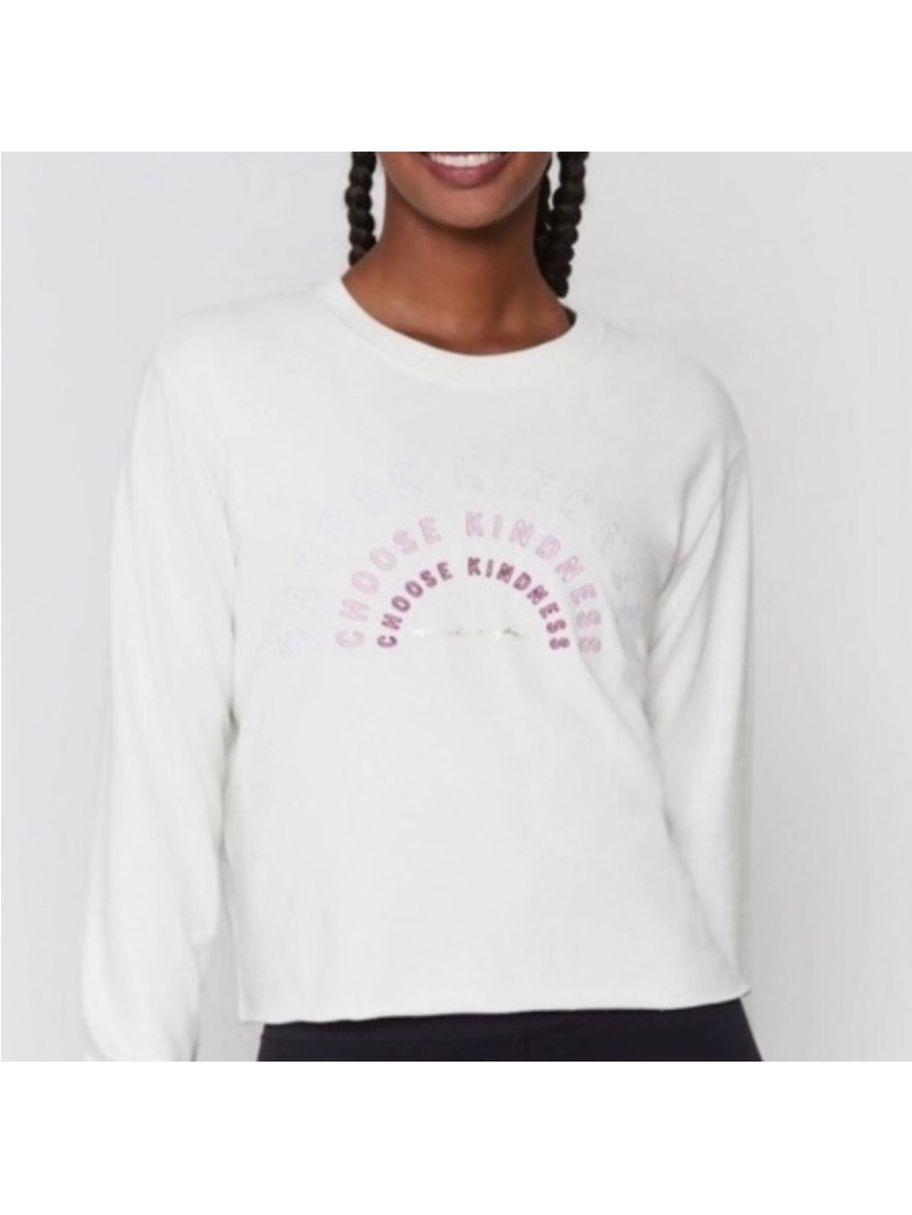 Spiritual Gangster Cream 'Choose Kindness' Pullover cropped style NWT size XL